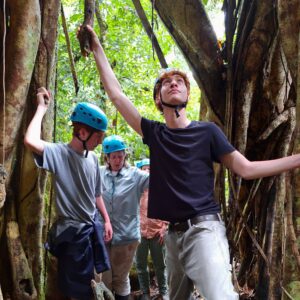 Family with teenagers tree climbing in Costa Rica