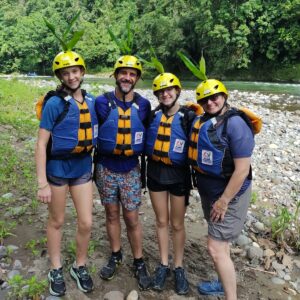 Active family on a private whitewater rafting tour in Costa Rica