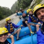 A family whitewater rafting on the Pacuare River in Costa Rica