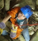 a child tree climbing on a multigenerational family vacation in Costa Rica