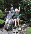 a traveler with leg prosthetics on an accessible canyoning adventure in Costa Rica