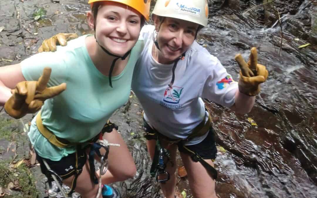 Mother and daughter canyoning near Arenal in Costa Rica