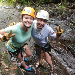 Mother and daughter canyoning near Arenal in Costa Rica