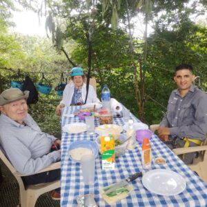 Senior travelers in Costa Rica having lunch in the rainforest canopy with a private guide