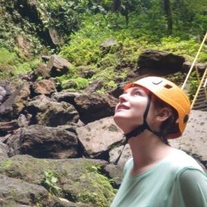 A teenager on a Canyoning Waterfall Adventure in Costa Rica