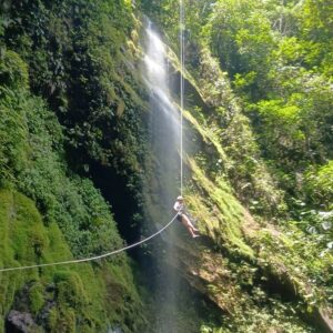 Waterfall rappelling near Arenal in Costa Rica